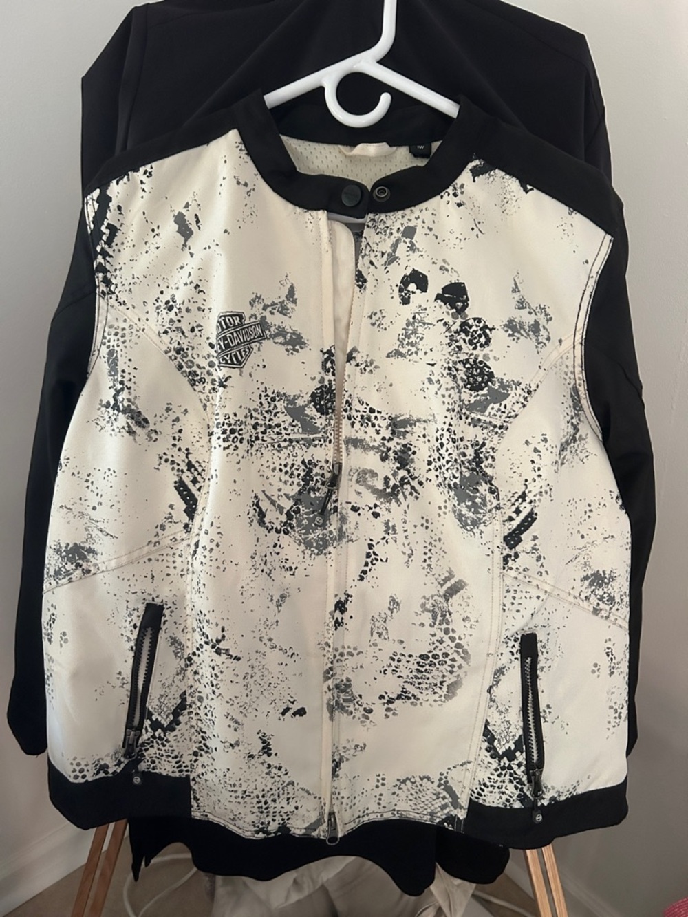 Harley-Davidson Women’s Cream Jacket with Black Abstract Print